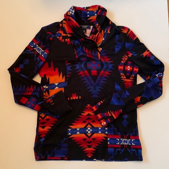 Ralph Lauren Tops - Chaps Denim Tribal Print Pullover Top Small